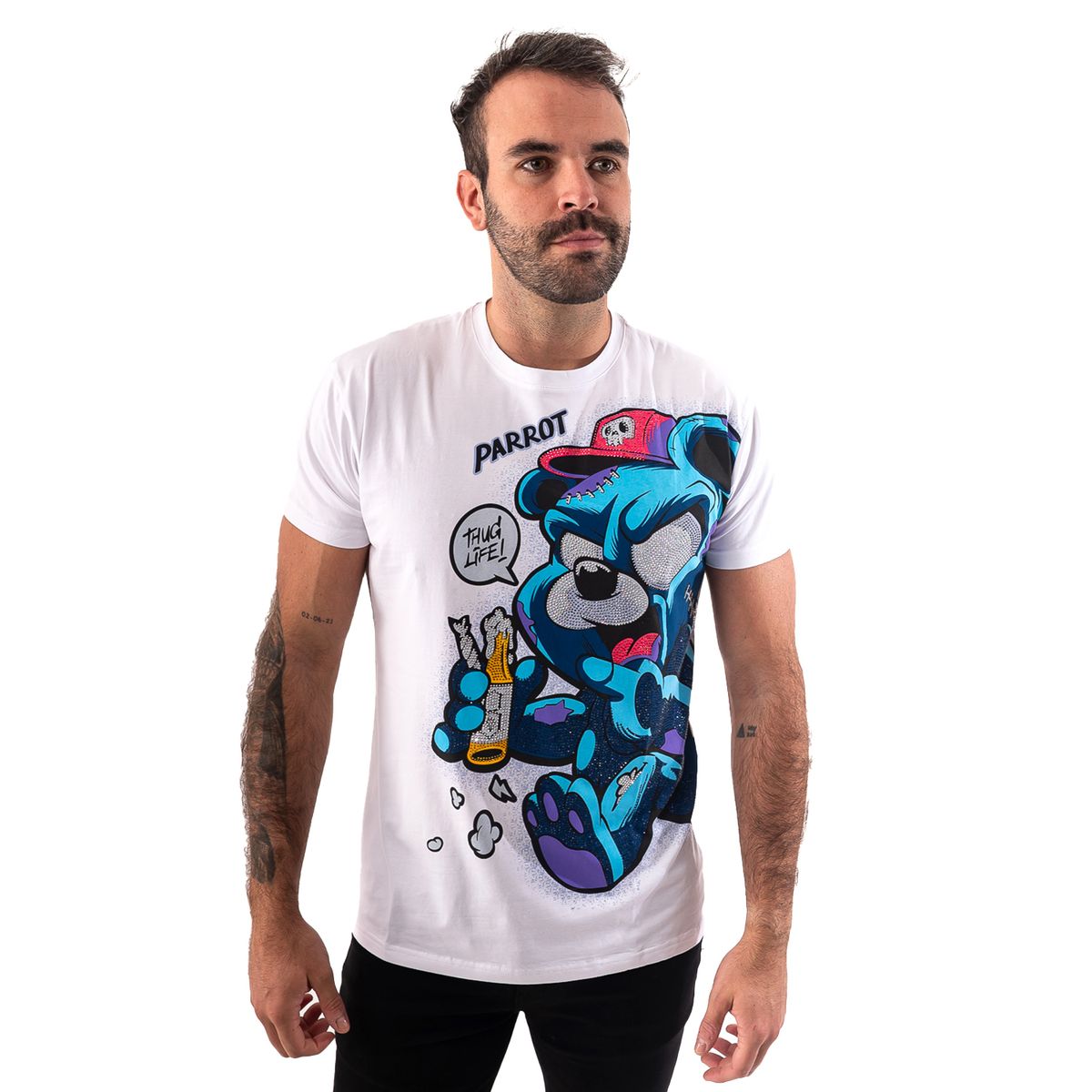 PARROT - Polera con estampado de pedrería