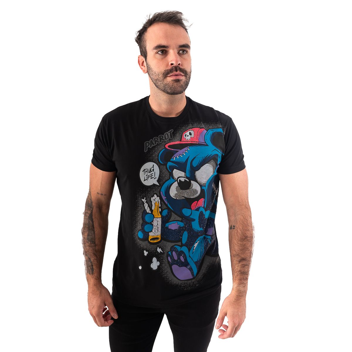 PARROT - Polera con estampado de pedrería