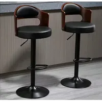 Pack 2 Sillas Bar De Luxe Madera con Respaldo Boscco Negro/Negro