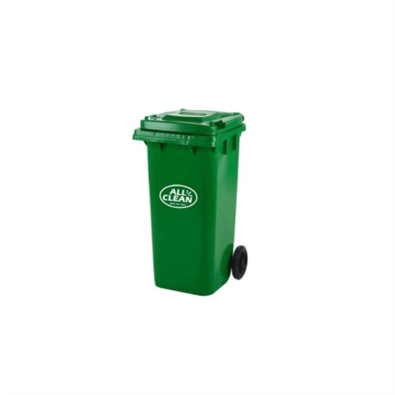 ALL CLEAN - Basurero plástico con ruedas 120 lt verde