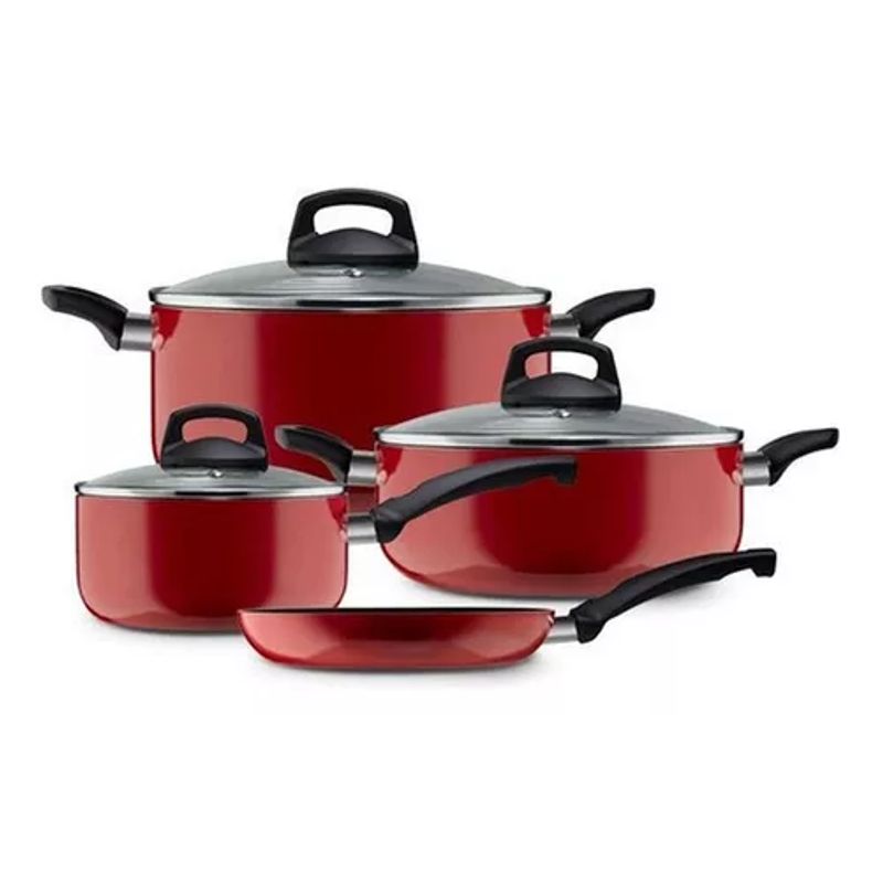 GENERICO - Batería de cocina de 7 piezas modelo Rosso Ilko color rojo