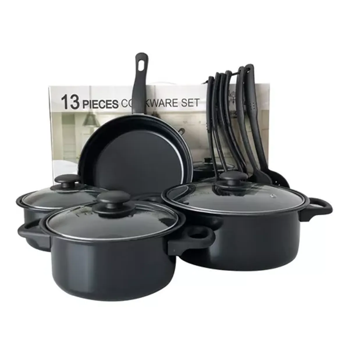 GENERICO - Set de batería 13 piezas antiadherente Royal Mark color negro