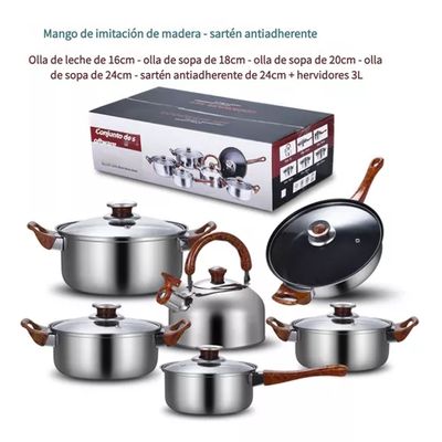 Imagen 2 del producto Set de 12 piezas ollas de acero inoxidable sartén antiadherente