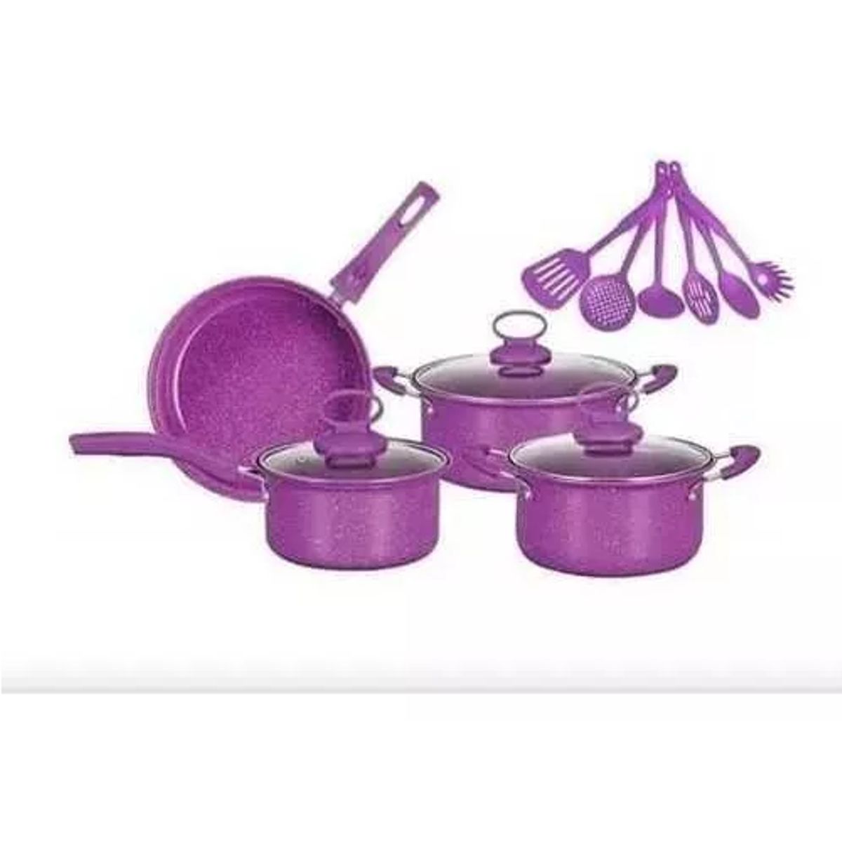 GENERICO - Juego ollas antiadherente set batería 14 pzas color morado