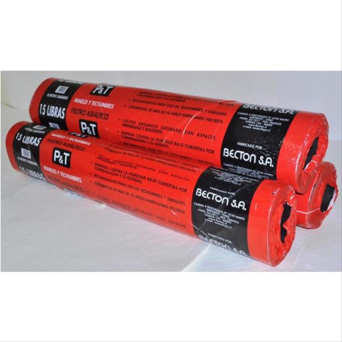 BECTON - Fieltro asfaltico liso 15 libras 0,96 40mt2