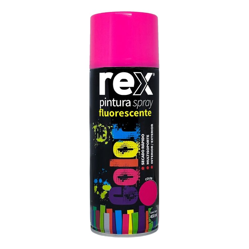 GENERICO - Pintura Spray Fluorescente Color Rosa 400 Ml Rex 60032