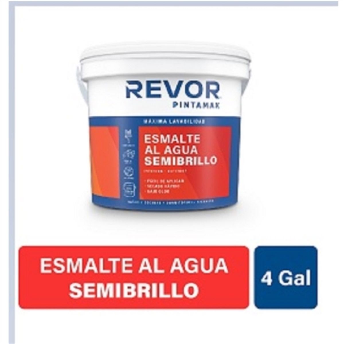 REVOR - Esmalte al agua semibrillo pintamax blanco 4 gl