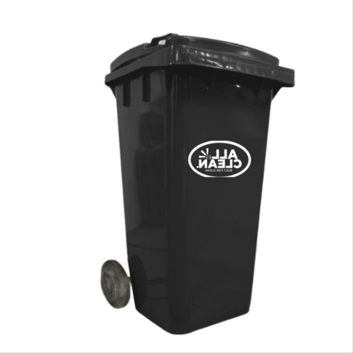 Basurero plástico con ruedas 120 lt gris oscuro, marca ALL CLEAN - Foto 2