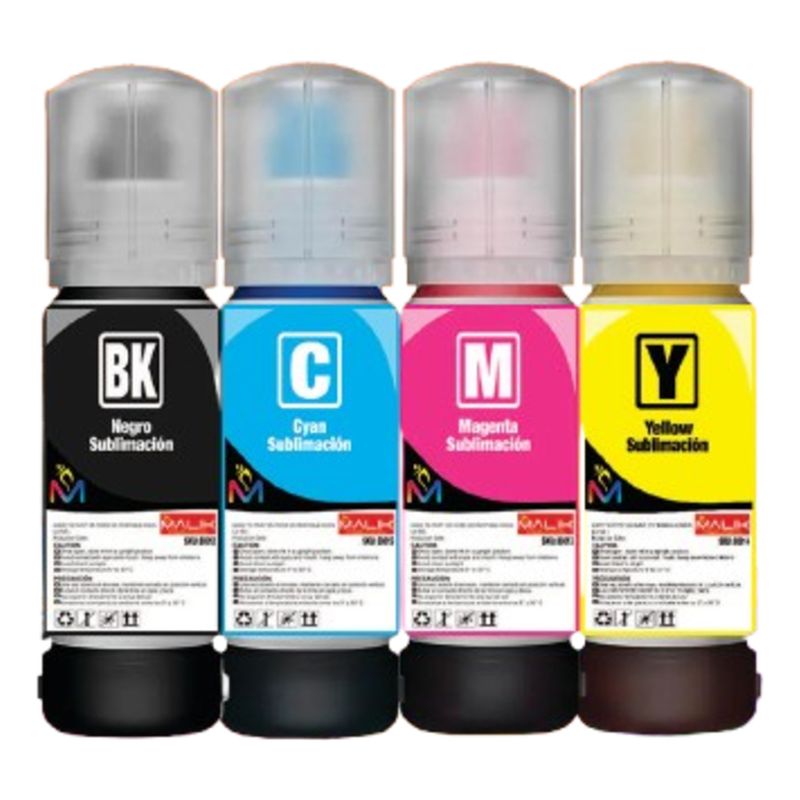 MALIK - Pack 4 Tinta 70ml Sublimacion Para Epson Serie L Malik 80042