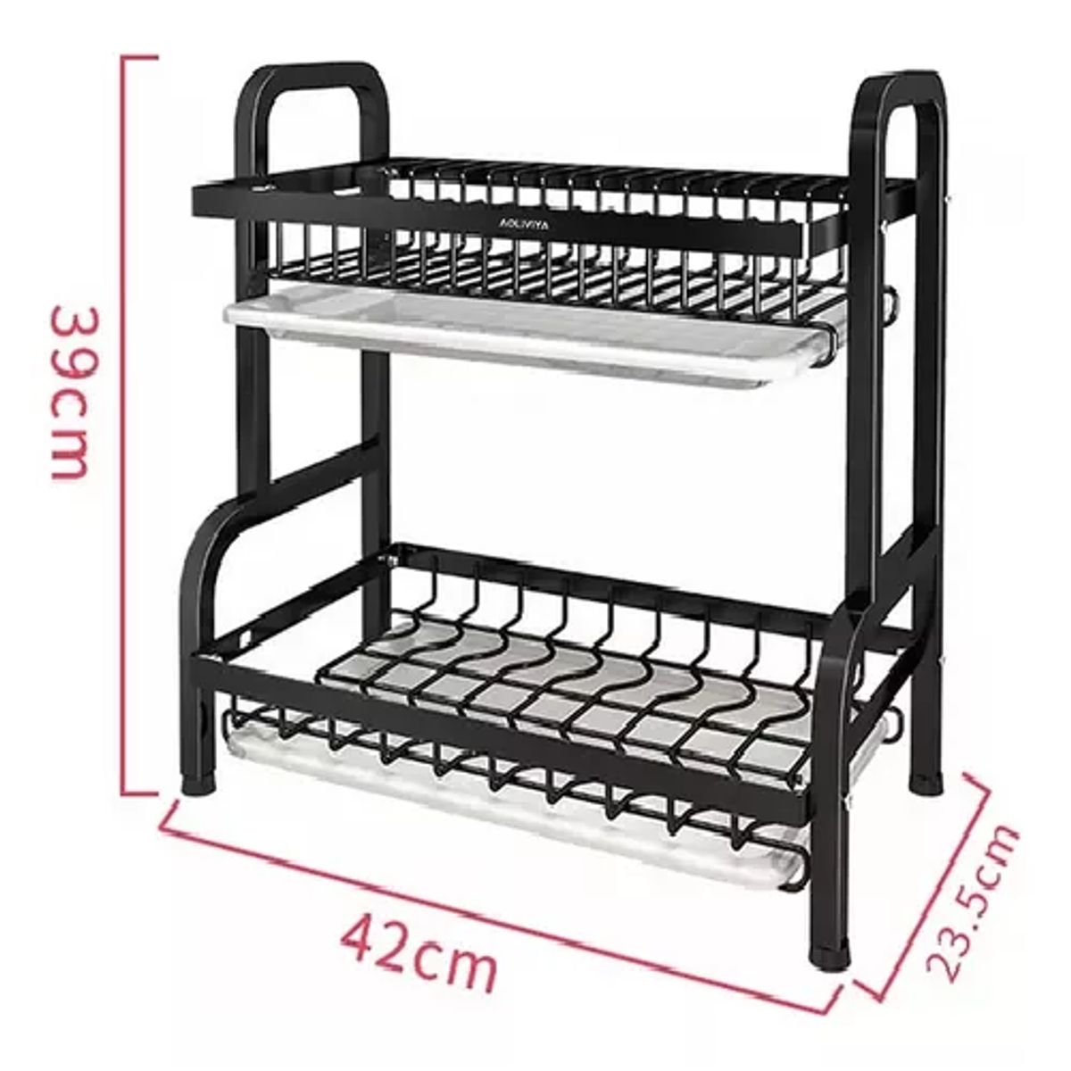 GENERICO - Escurridor secador de platos extraíble 2 niveles color negro