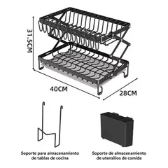 GENERICO - Secador escurridor plegable de platos 2 niveles cocina