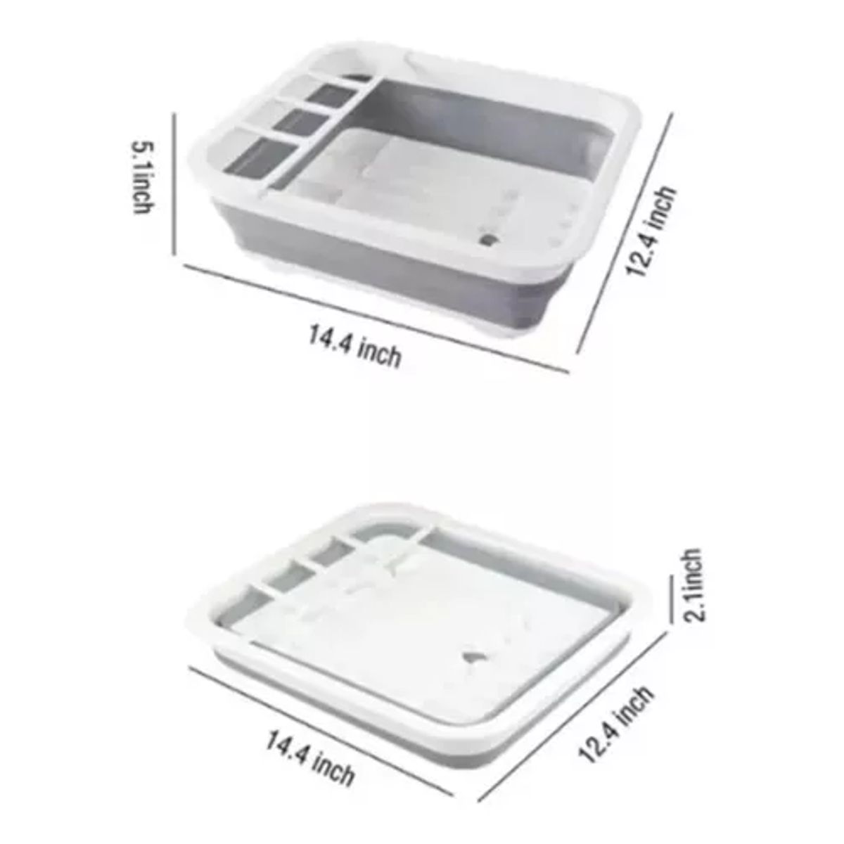 GENERICO - Secador platos porta cubiertos plegable color blanco-gris