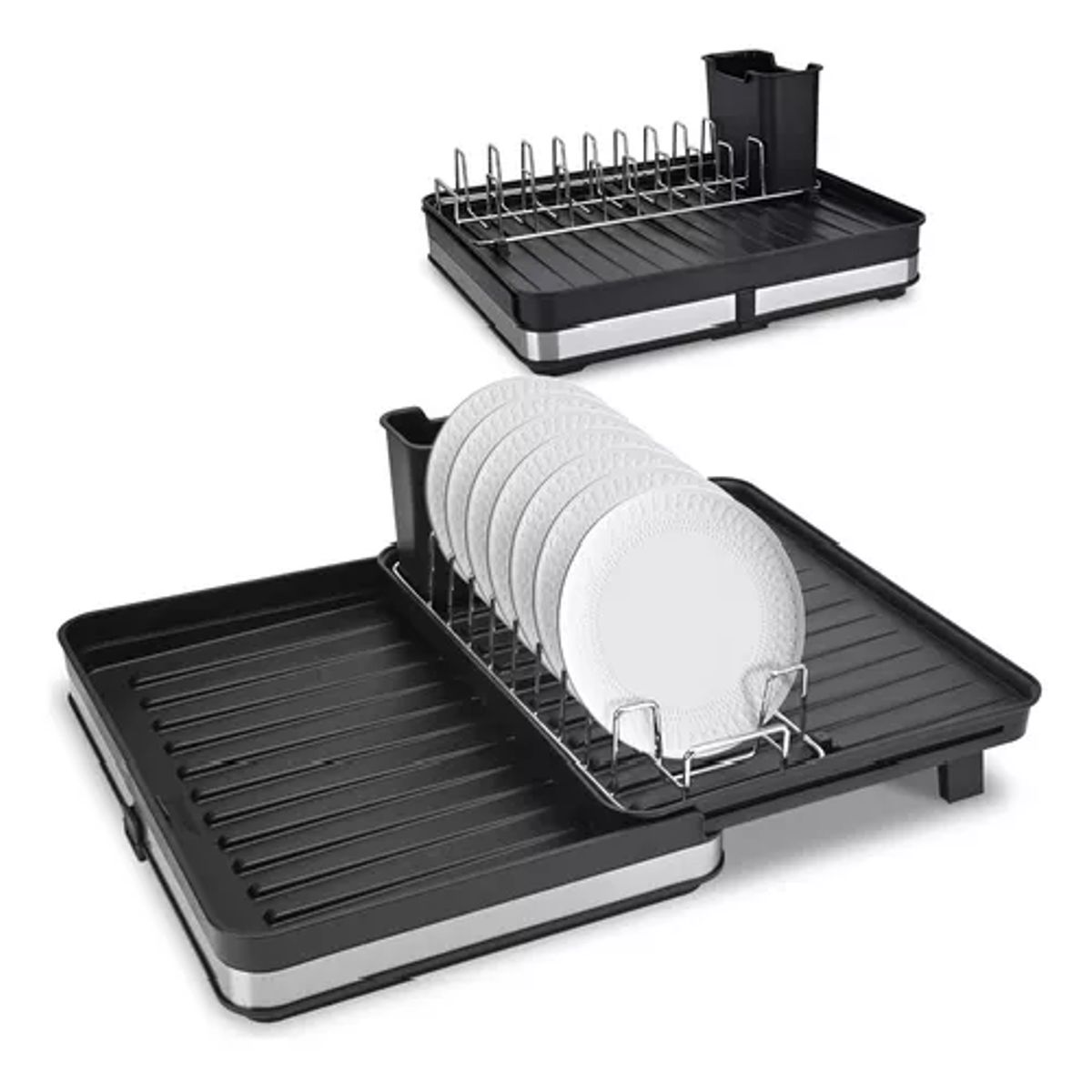 GENERICO - Secaplatos escurridor de cocina acero inoxidable plegable para loza