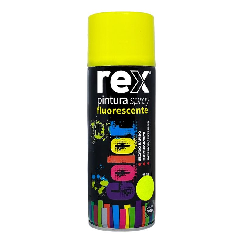 GENERICO - Pintura Spray Fluorescente Color Amarillo 400 Ml Rex 60030