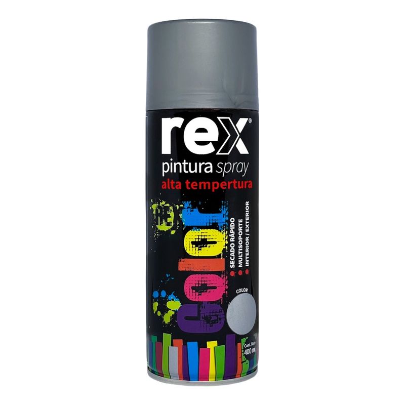 GENERICO - Pintura Spray Alta Temperatura Color Negro 400 Ml Rex 60035