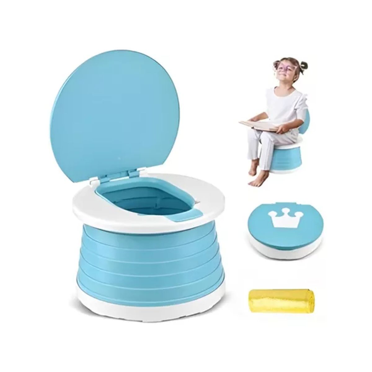 GENERICO - Pelela plegable baño inodoro portátil color celeste