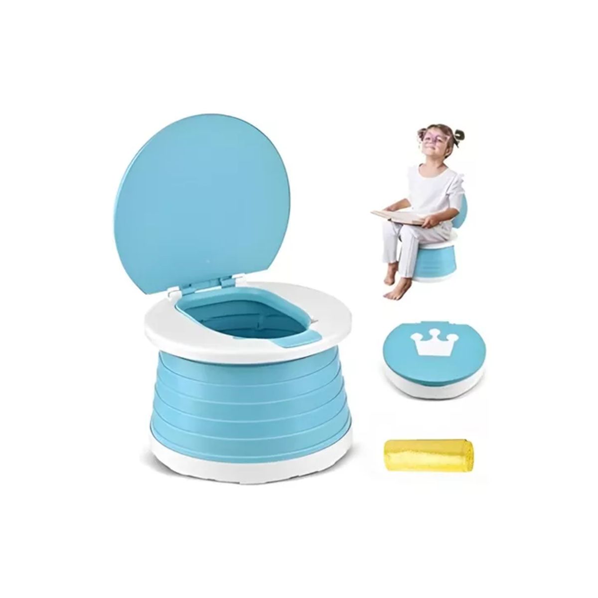 GENERICO - Pelela plegable baño inodoro portátil color celeste