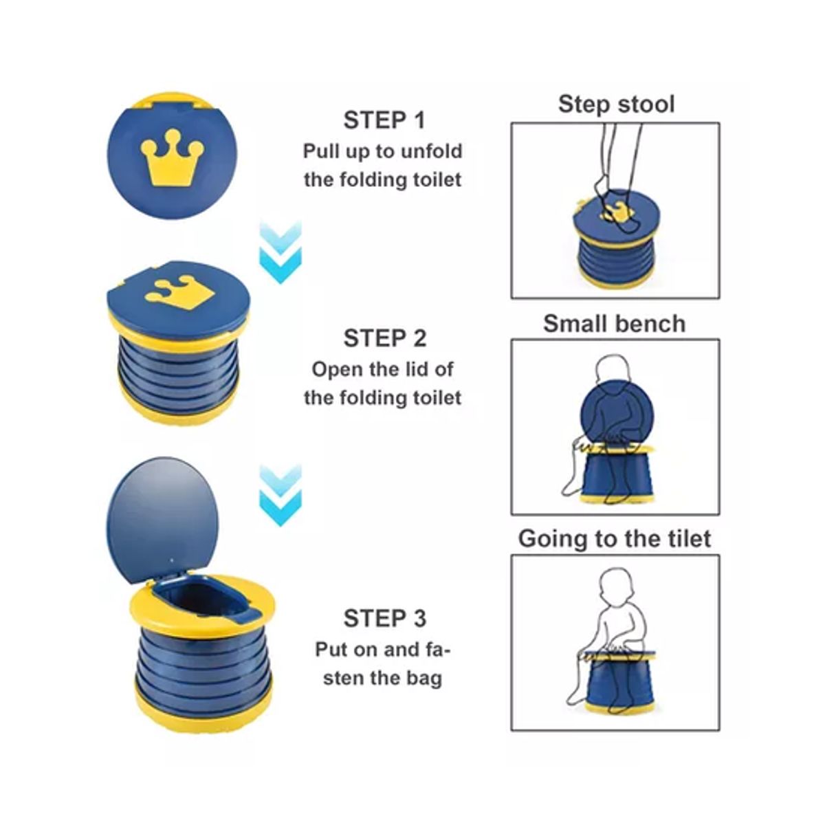 GENERICO - Pelela plegable baño inodoro portátil color celeste