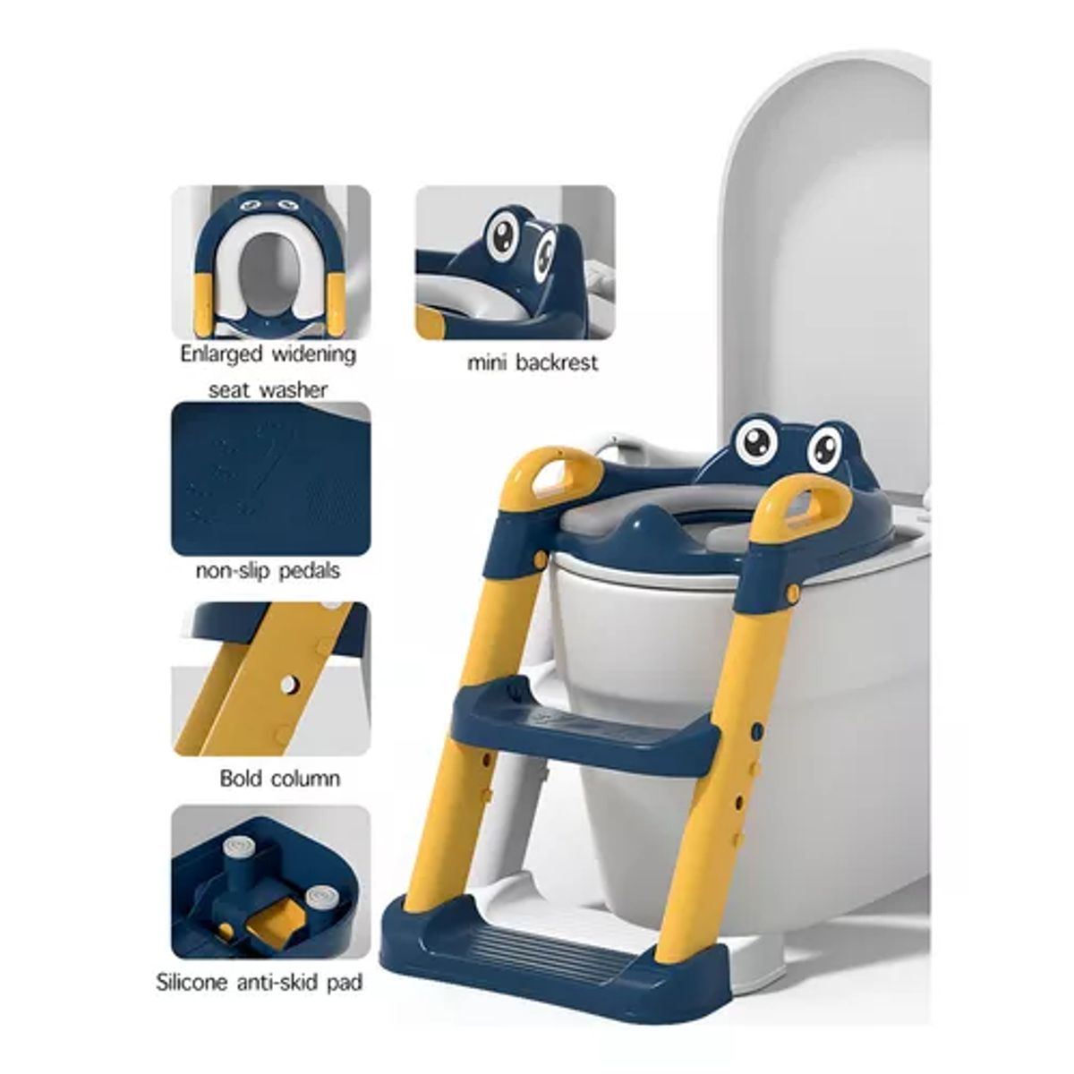 GENERICO - Escalera inodoro niños asiento entrenador de baño color azul