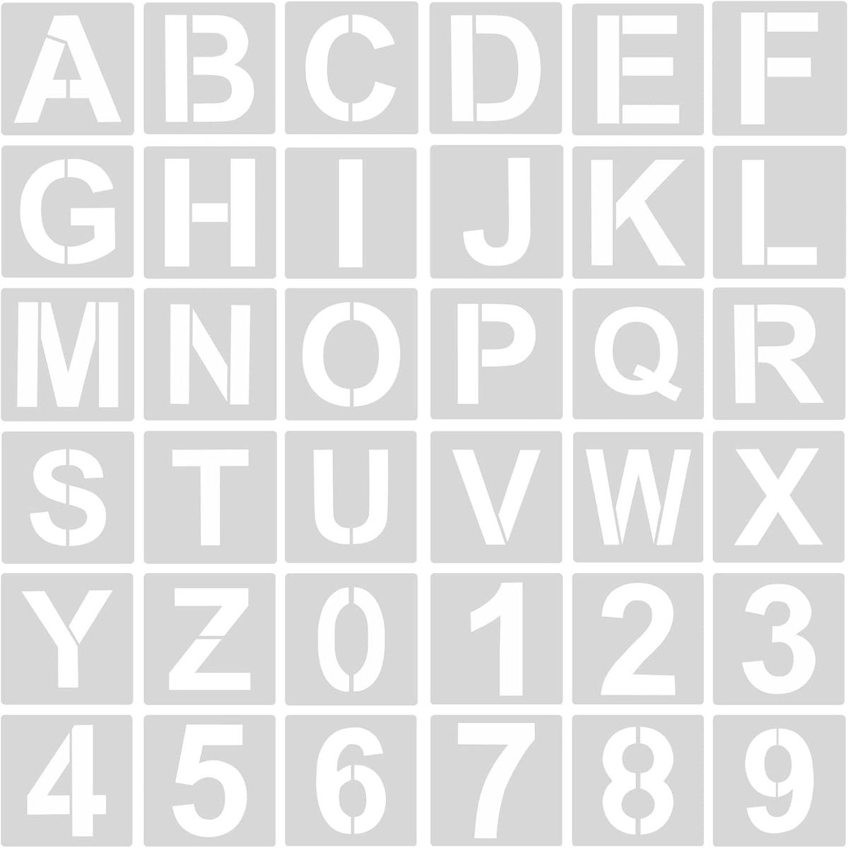 KUANGYE - Plantillas De Letras/números De 4 In, Reutilizables, 36 Pcs