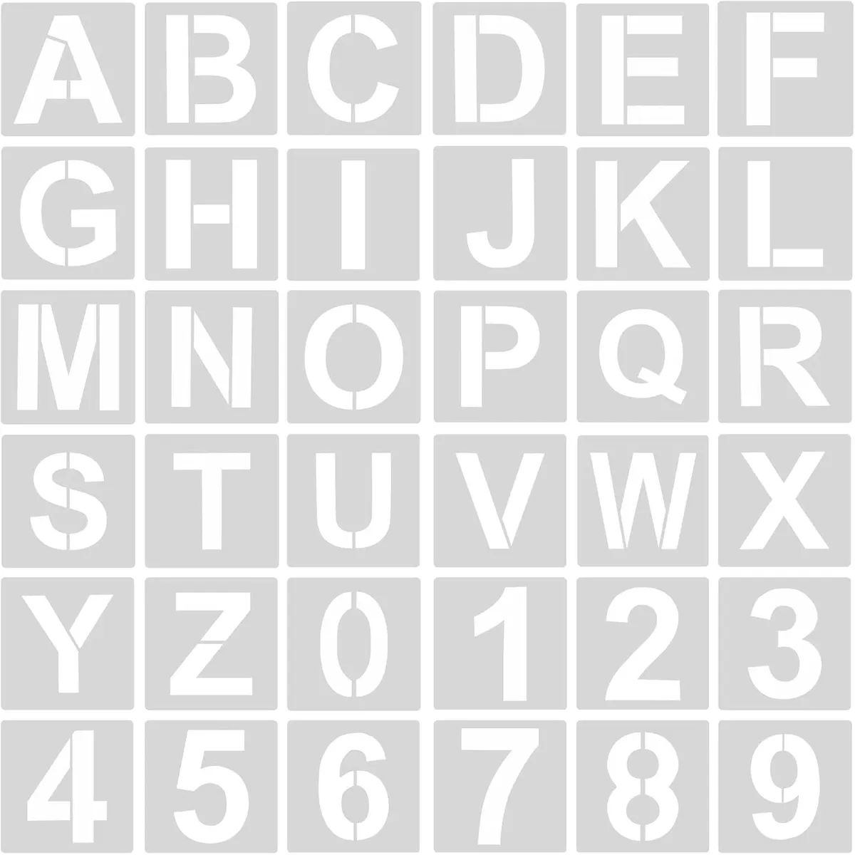 KUANGYE - Plantillas De Letras/números De 4 In, Reutilizables, 36 Pcs