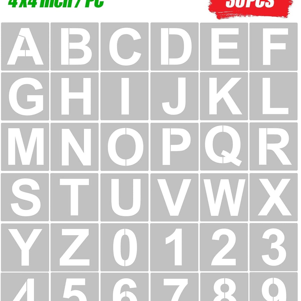 KUANGYE - Plantillas De Letras/números De 4 In, Reutilizables, 36 Pcs