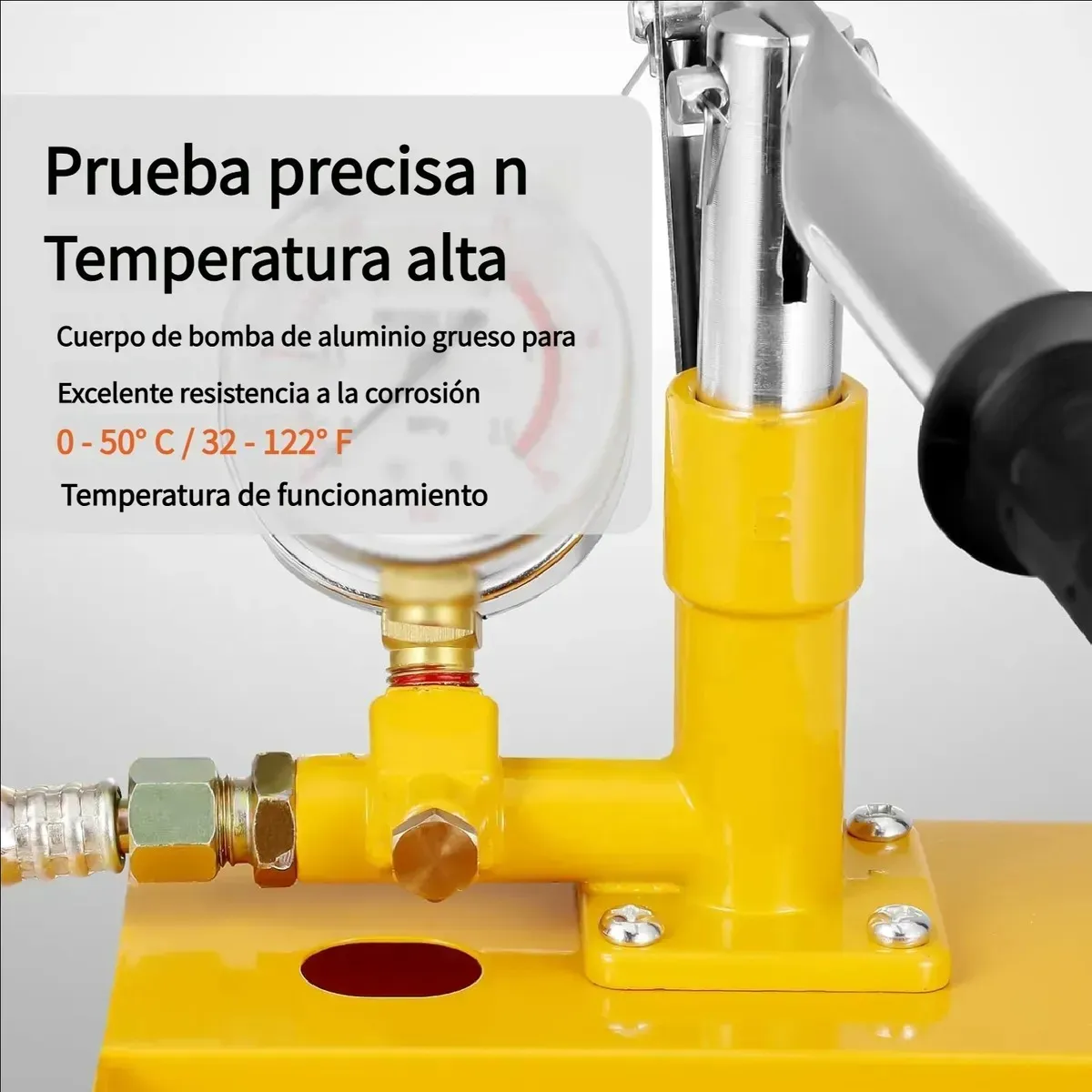 GENERICO - Bomba Manual Prueba De Presión Hidráulica 25 Bar = 362 Psi