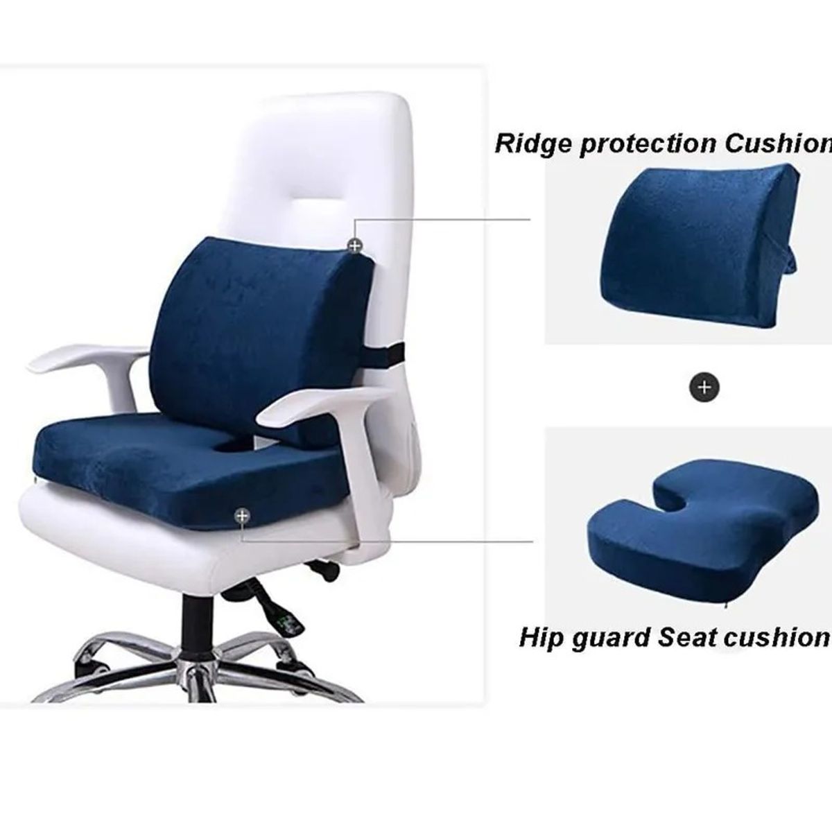 GENERICO - Cojin Lumbar Y Asiento Para Coxis y Ciatica Lumbar Azul