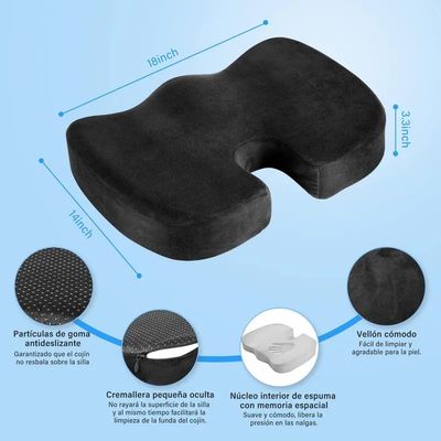 Imagen 2 del producto Cojin Lumbar Y Asiento Para Coxis y Ciatica Lumbar-Negro