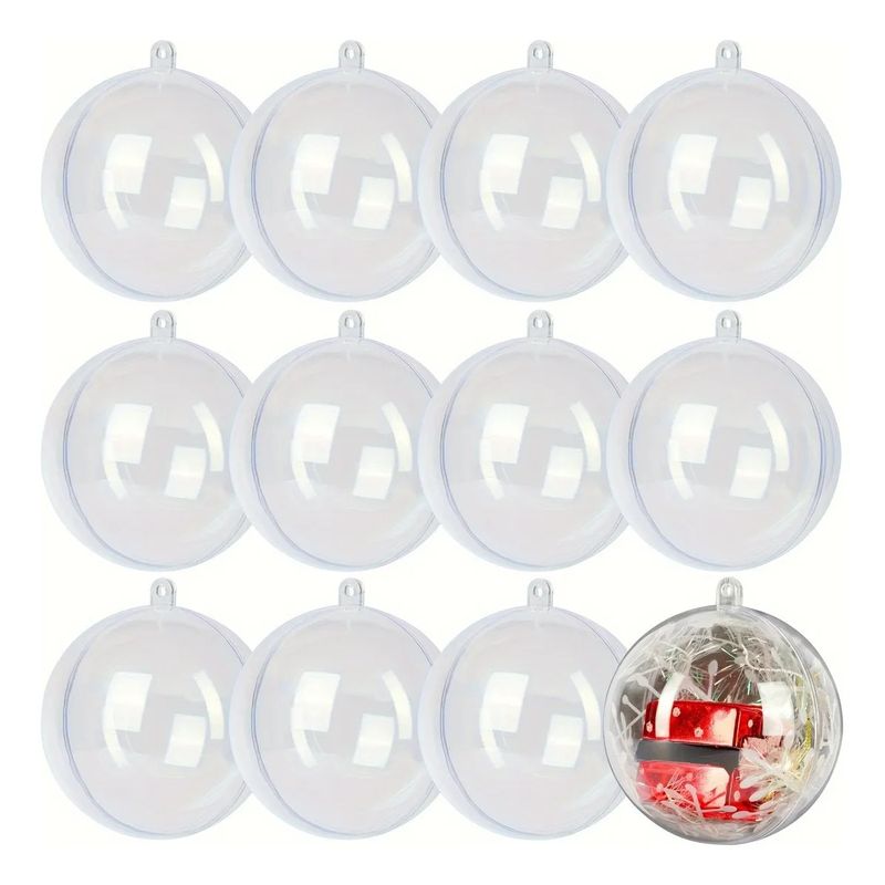 GENERICO - Pack 12 Esferas Acrílico Para Rellenar Y Decorar Navidad 8cm