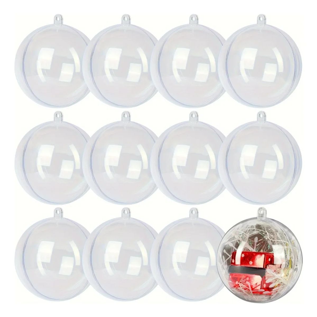 GENERICO - Pack 12 Esferas Acrílico Para Rellenar Y Decorar Navidad 8cm