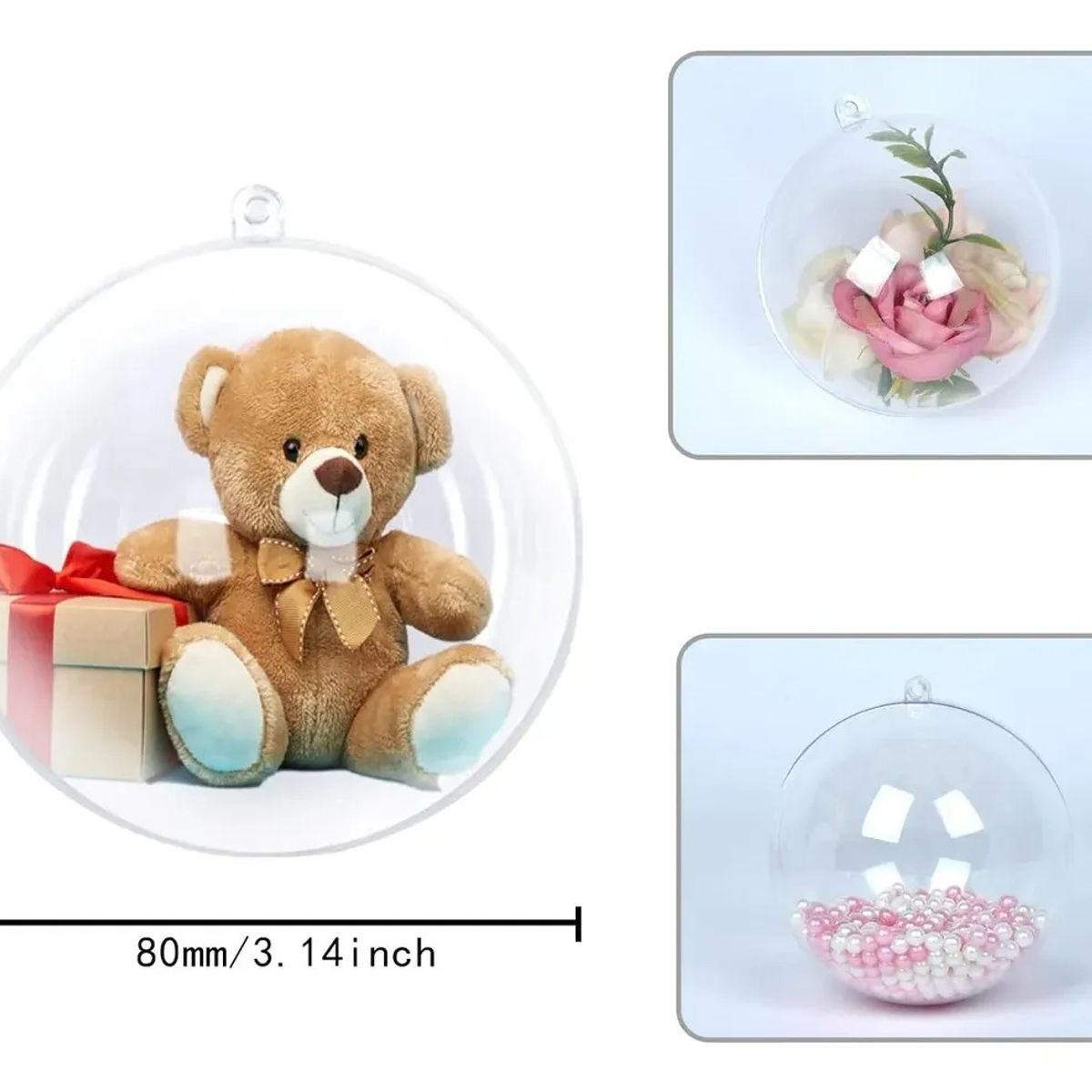 GENERICO - Pack 12 Esferas Acrílico Para Rellenar Y Decorar Navidad 8cm
