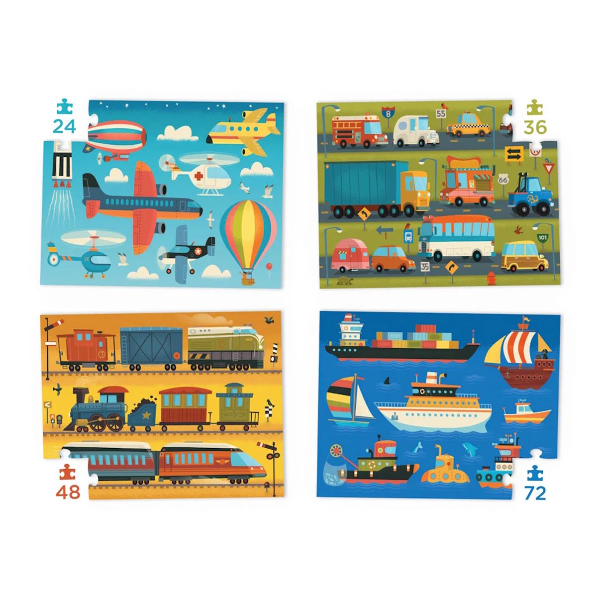 CROCODILE CREEK - Cuatro Puzzles de Vehículos Crocodile Creek