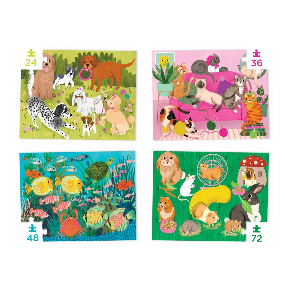 CROCODILE CREEK - Cuatro Puzzles Mascotas Juguetonas Crocodile Creek