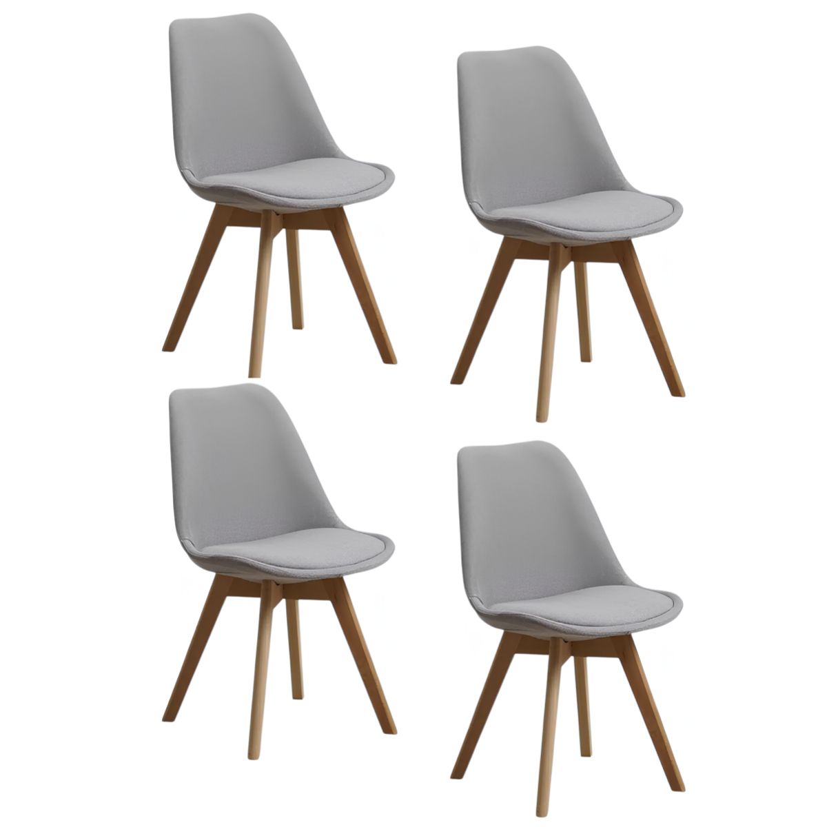 LUBABYCAS - Set 4 Sillas De Comedor De Tela Gris