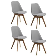 LUBABYCAS - Set 4 Sillas De Comedor De Tela Gris