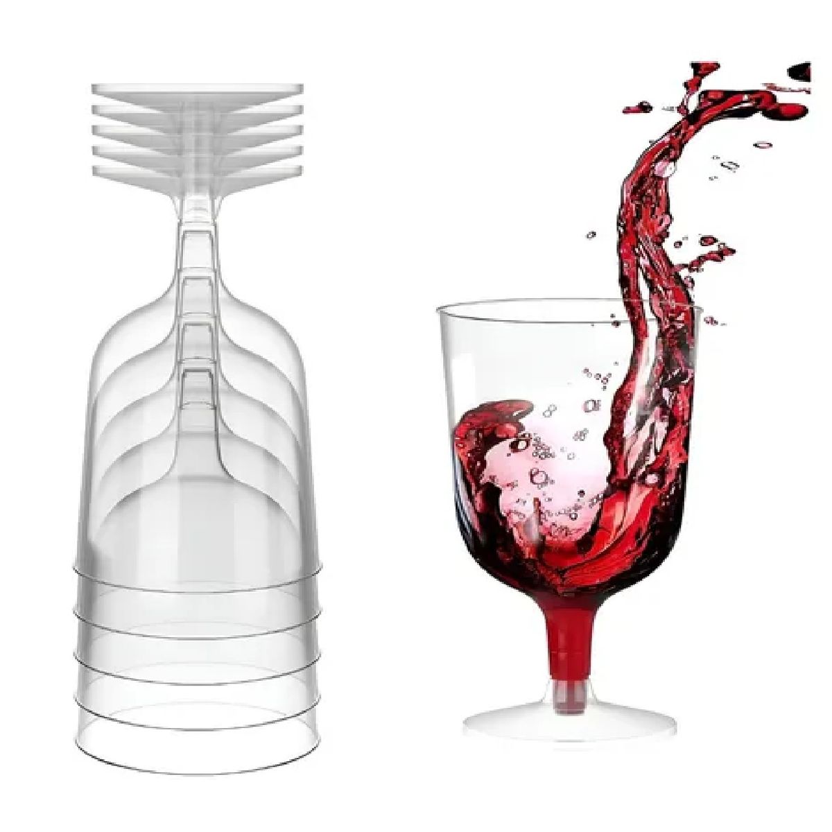 PASTELERIUSCL - 10 Copas De Vino Copa Acrilico Copa Plastico Copas Fiesta Eventos Vino Cóctel 6oz/177ml Transparente