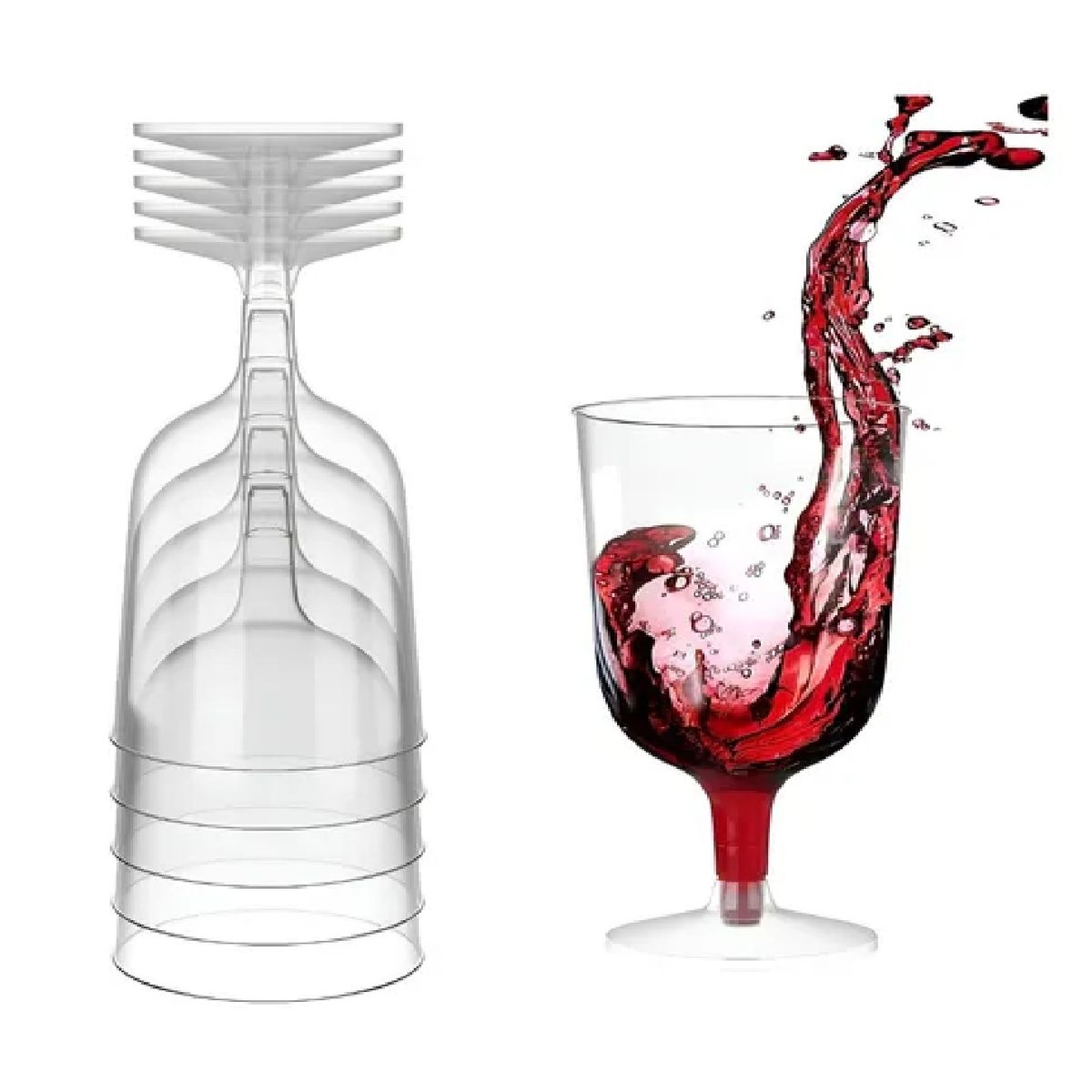 PASTELERIUSCL - 10 Copas De Vino Copa Acrilico Copa Plastico Copas Fiesta Eventos Vino Cóctel 6oz/177ml Transparente