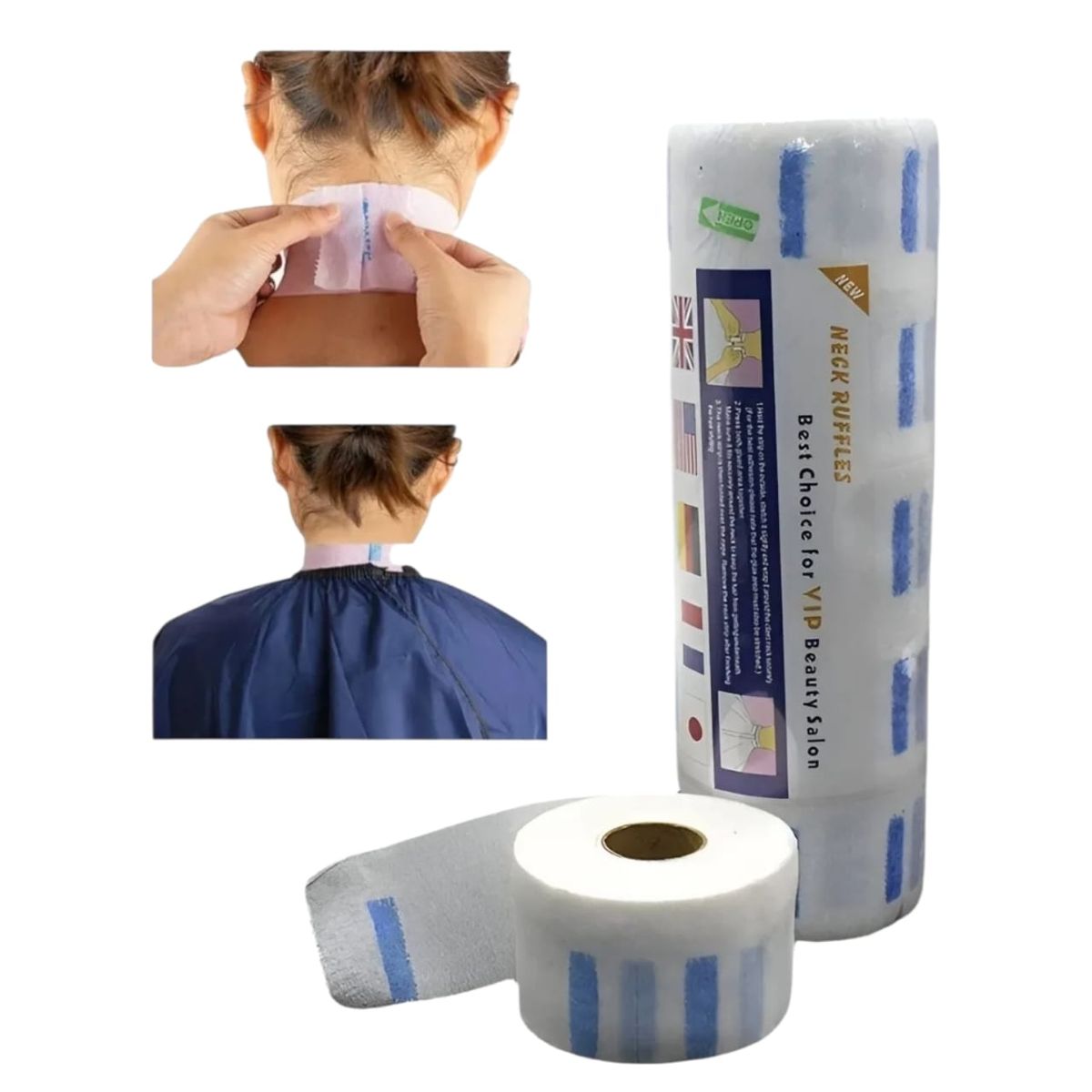 GENERICO - Papel de Cuello Barberia Desechable 5 Rollos Blanco