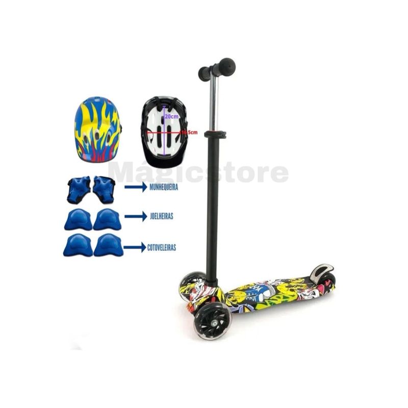 GENERICO - Scooter Ajustable Para Niños Con Set De Protecciones