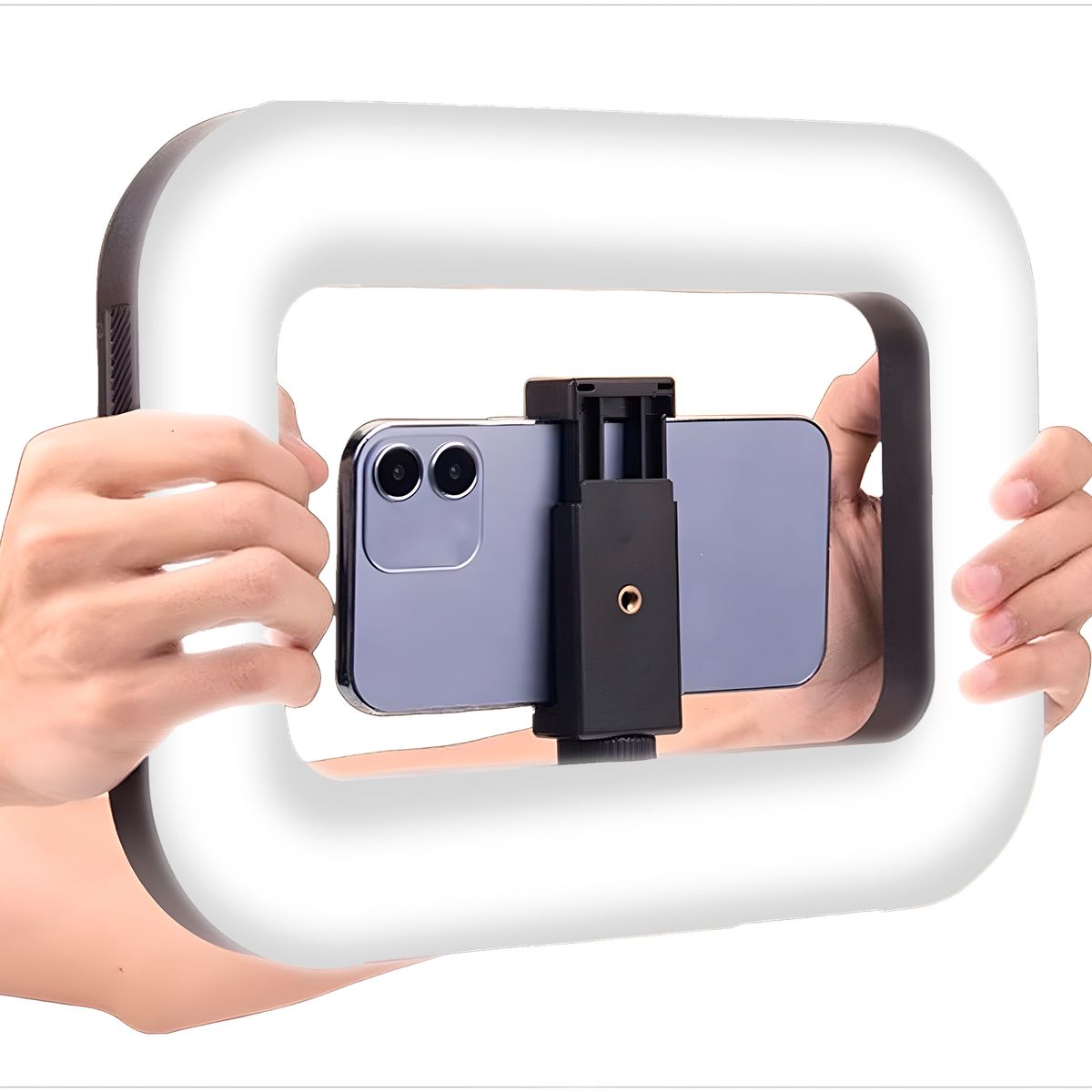 GENERICO - Estabilizador Portatil Para Telefono Con Luz Anular Foco Led
