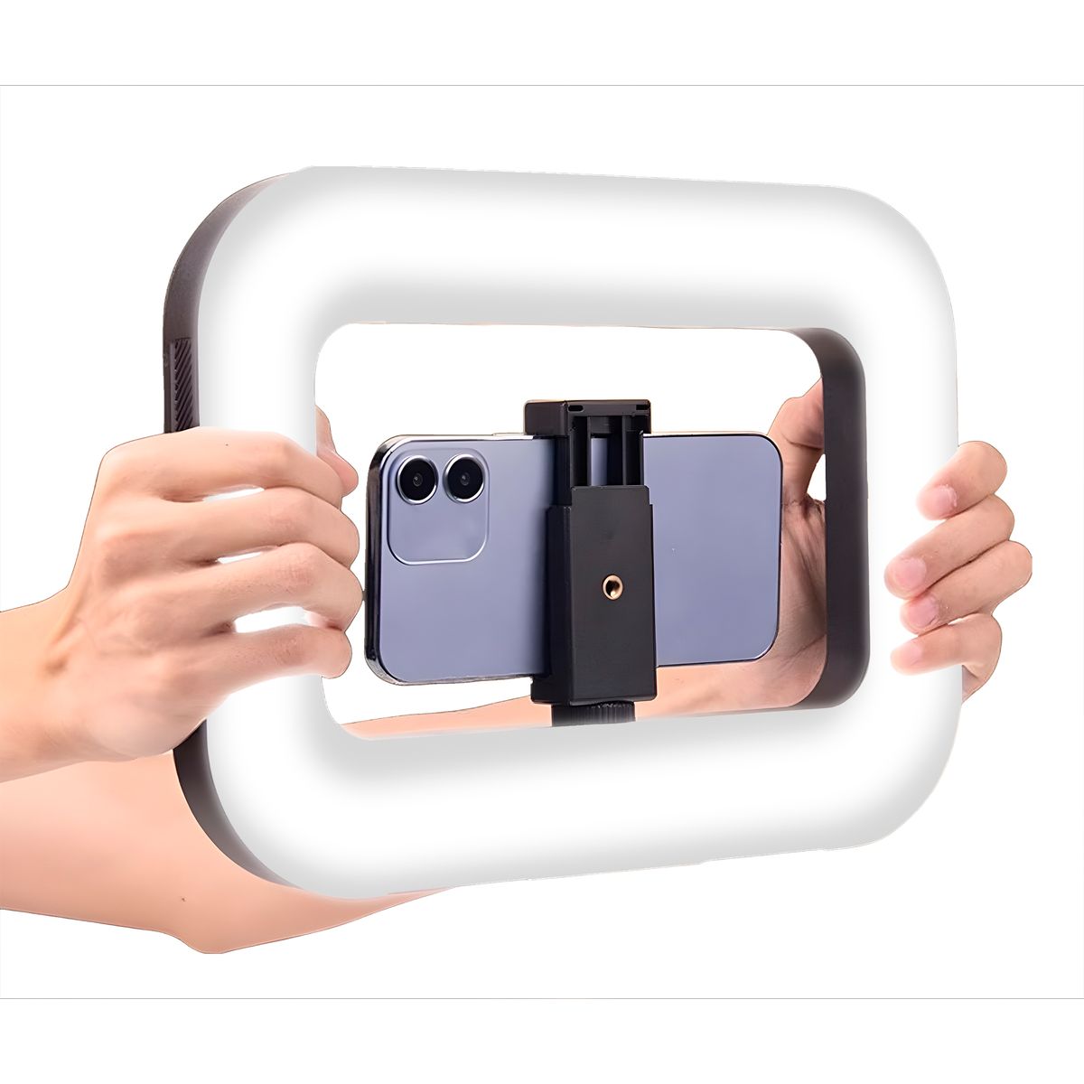 GENERICO - Estabilizador Portatil Para Telefono Con Luz Anular Foco Led