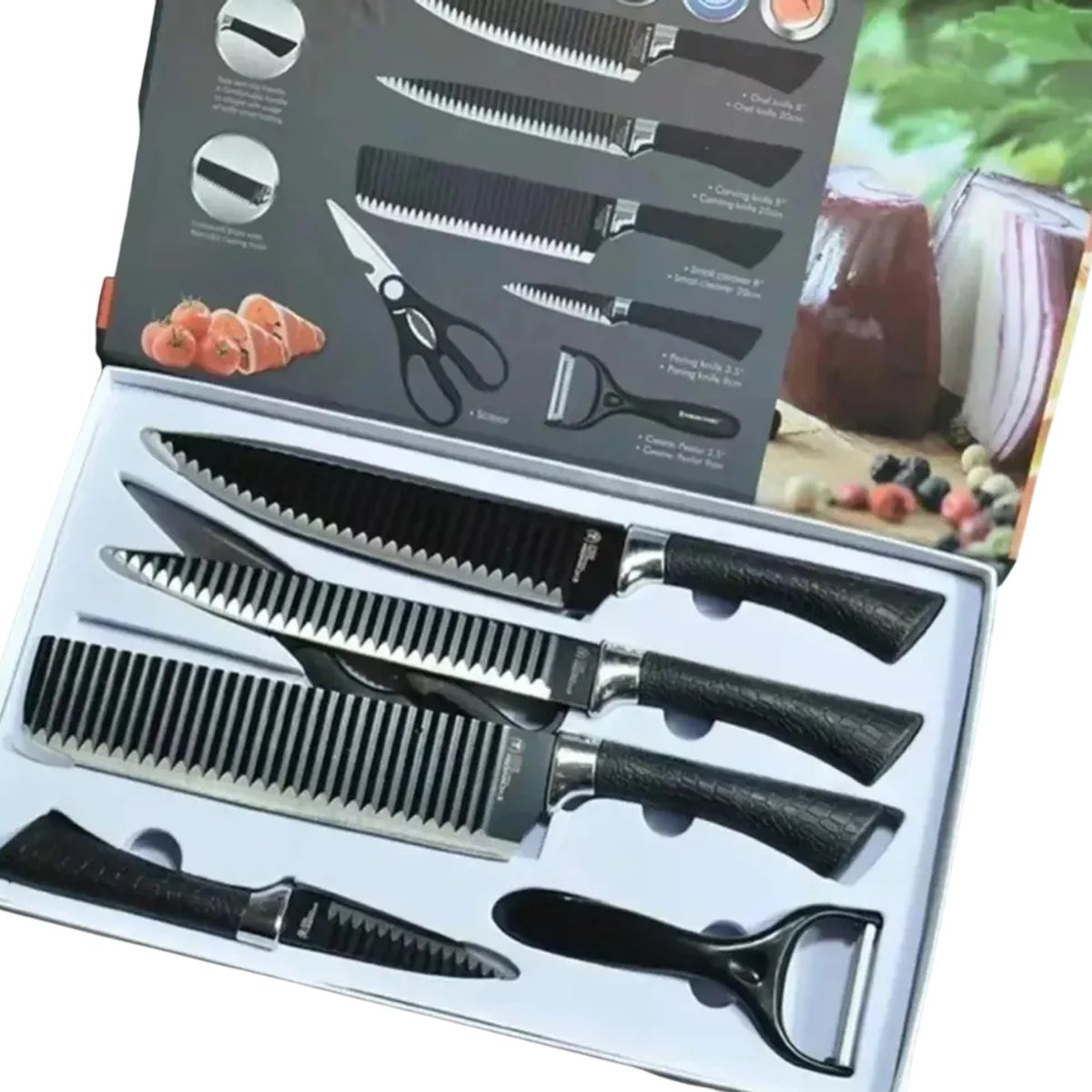 GENERICO - Set De 6 Cuchillos Juego Cuchillos Cocina Tijera Pelador