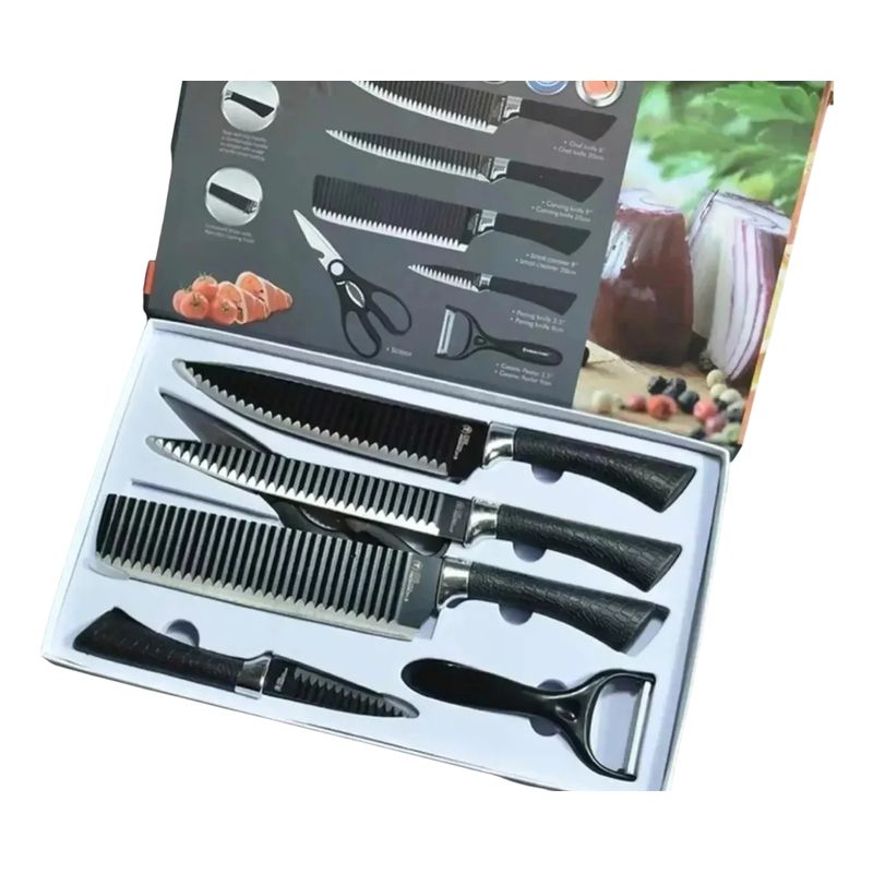GENERICO - Set De 6 Cuchillos Juego Cuchillos Cocina Tijera Pelador