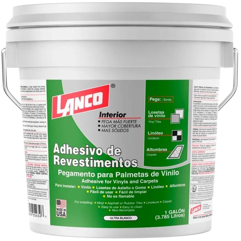 LANCO - Adhesivo Alfombras y Vinilicos Galon 38lt Lanco