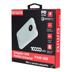 AIWA - CARGADOR PORTÁTIL BATERIA EXTERNA POWER BANK 10.000MAH PAW 300