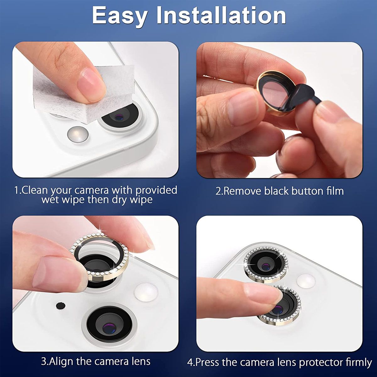 JOIGO - Protector Lente Camara Para iPhone 16/16 Plus Diamante Dorado