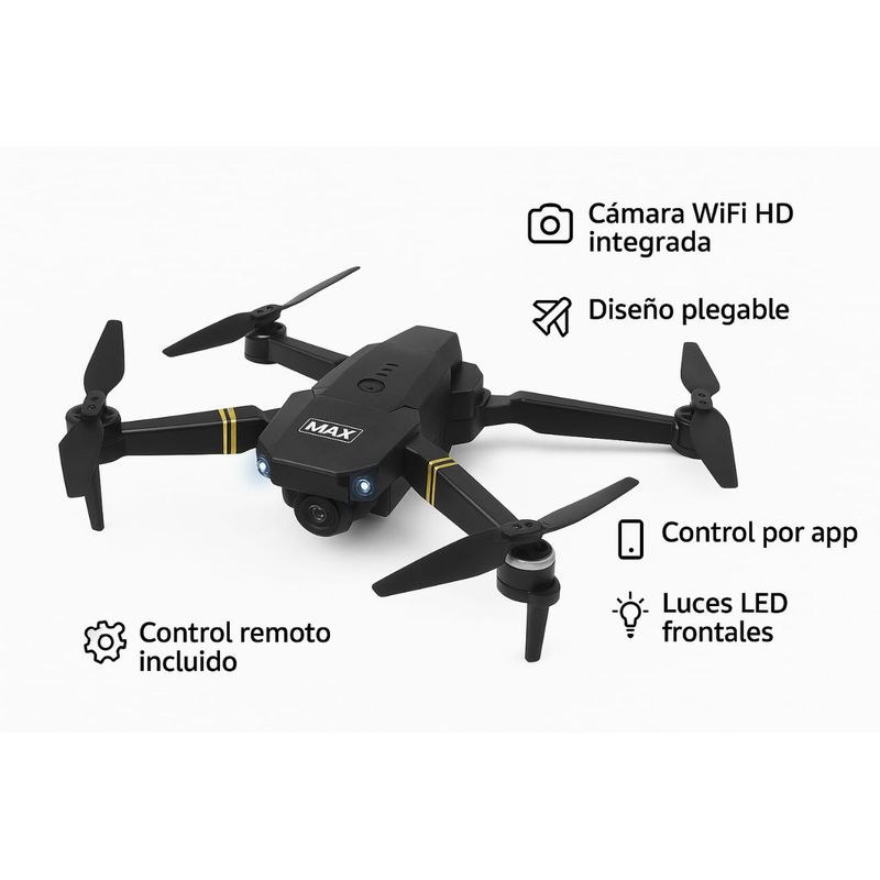 MAX - Dron WiFi plegable 998MAX FOTO Y VIDEOS HD
