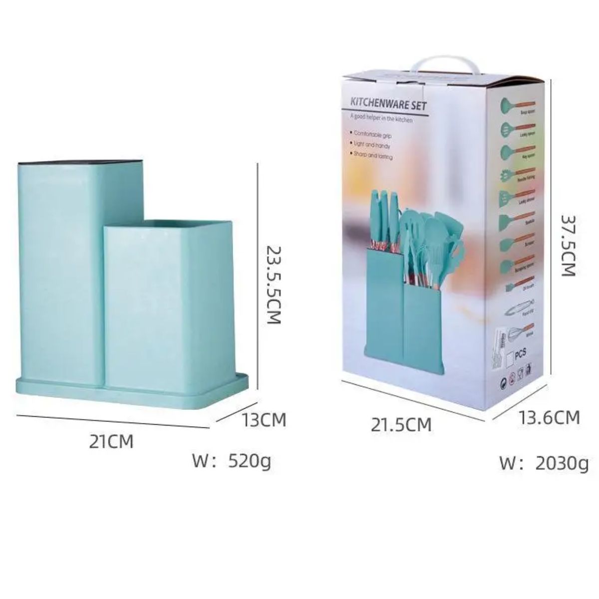 GENERICO - UTENSILIO DE COCINA VERDE DE SILICONA ANTIADHERENTE SET 19 PIEZAS