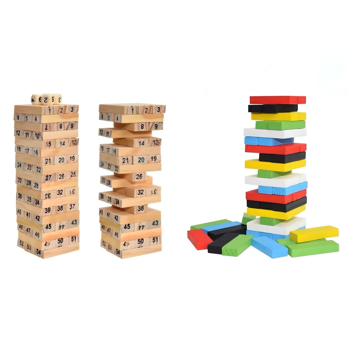 GENERICO - Jenga De Colores Y Números - 54 Bloques Divertidos